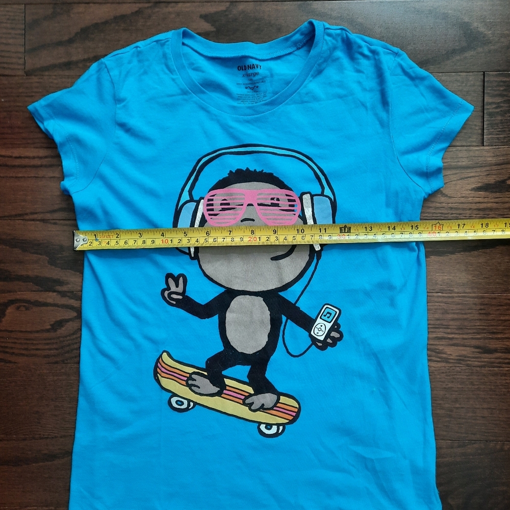 Old Navy Blue T-Shirt with Skating Monkey - Picture 5 of 5